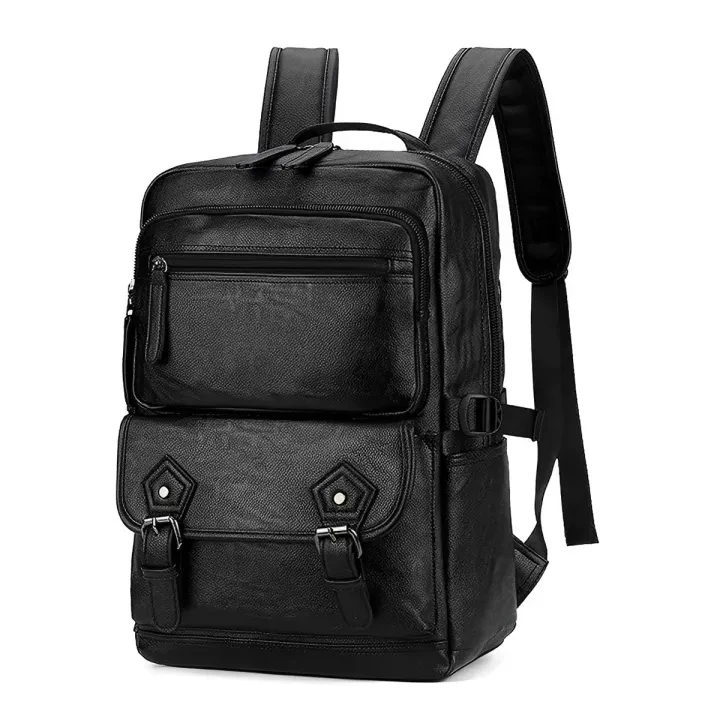 New Black PU Leather Laptop Bag For School College And Office