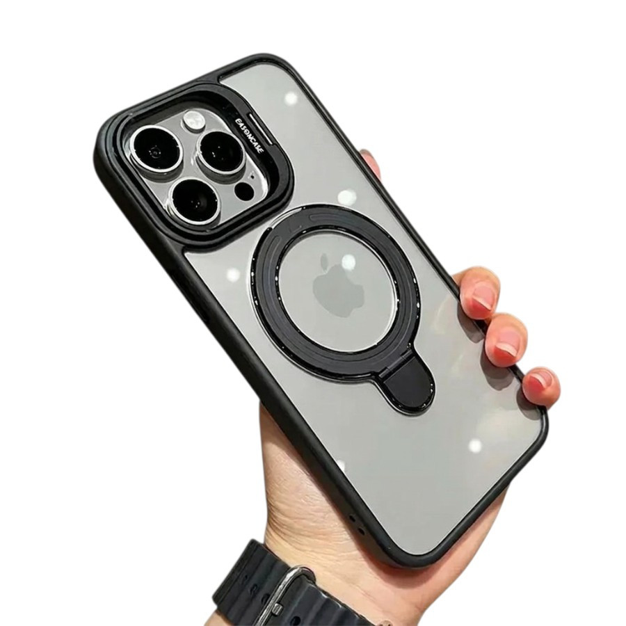 11 To 17 Pro Max Double Metal Stand All iphone Case With Camera Lens